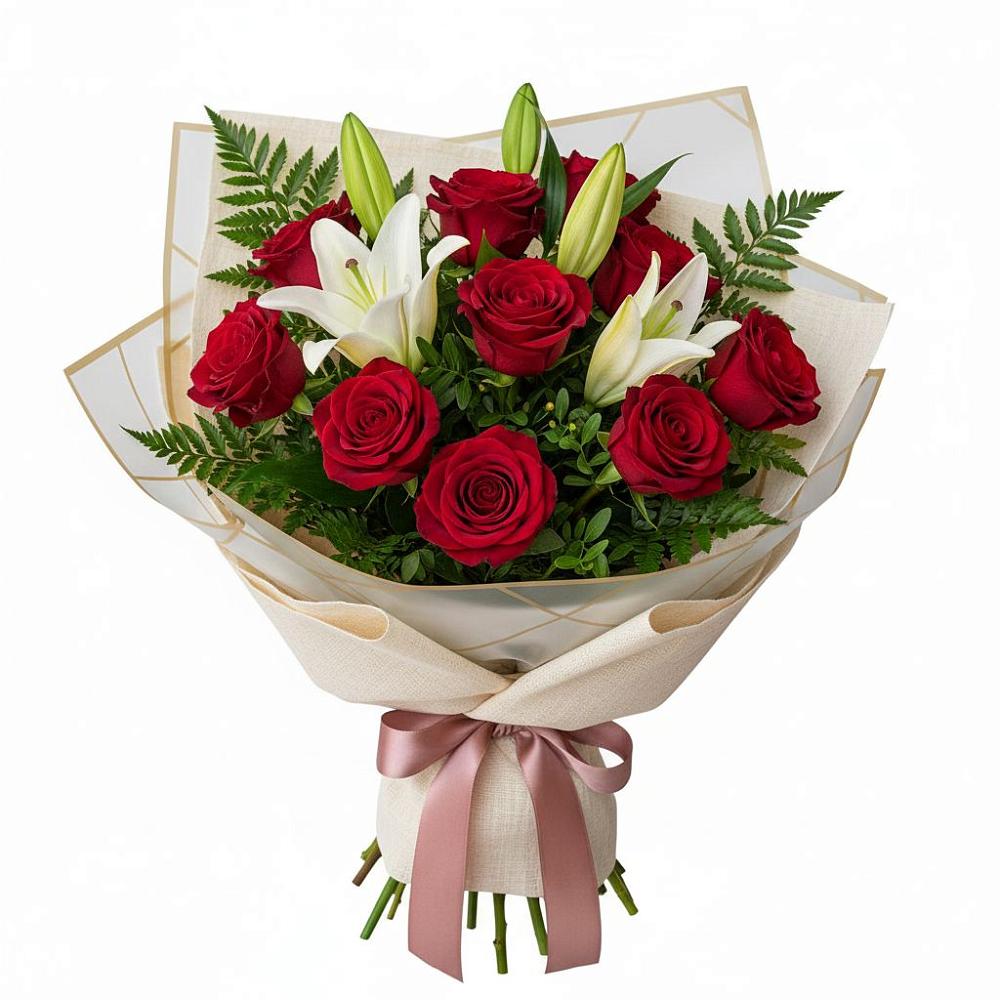 Букет высокая поэзия в Алексее-Тенгинской Букет цветов из: Лилии и Розы в Алексее-Тенгинской