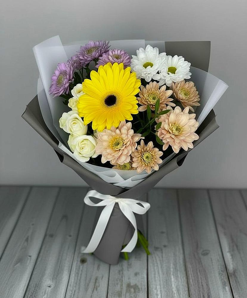 Букет цветов из: Розы, Герберы и Хризантемы в Алексее-Тенгинской