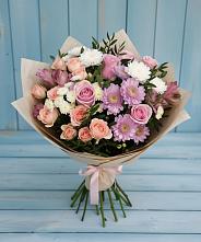 Букет цветов из:  Хризантемы, Розы и Альстромерии в Алексее-Тенгинской