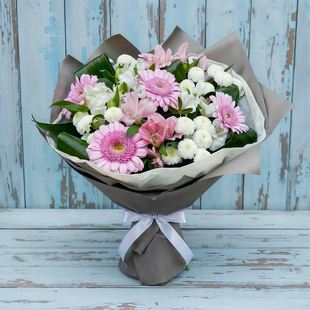 Букет цветов из: Герберы, Альстромерии и Хризантемы в Алексее-Тенгинской
