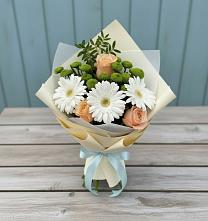 Букет цветов из:  Герберы, Розы и Хризантемы в Алексее-Тенгинской