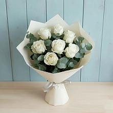 Букет Белые розы в Эвкалипте в Алексее-Тенгинской